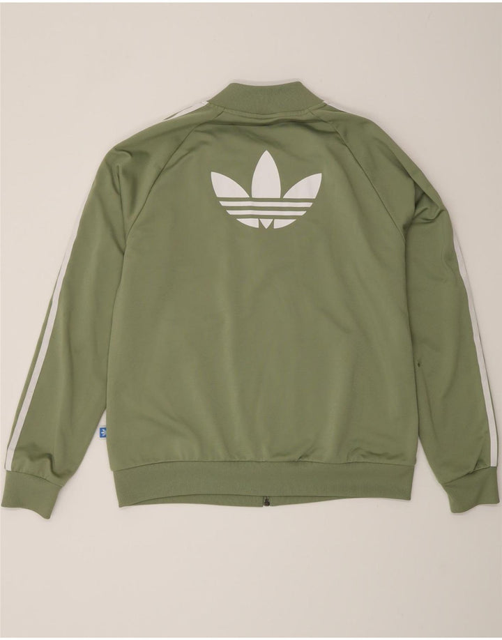 Jachetă de top pentru trening grafic Adidas pentru femei UK 16 Poliester verde mare