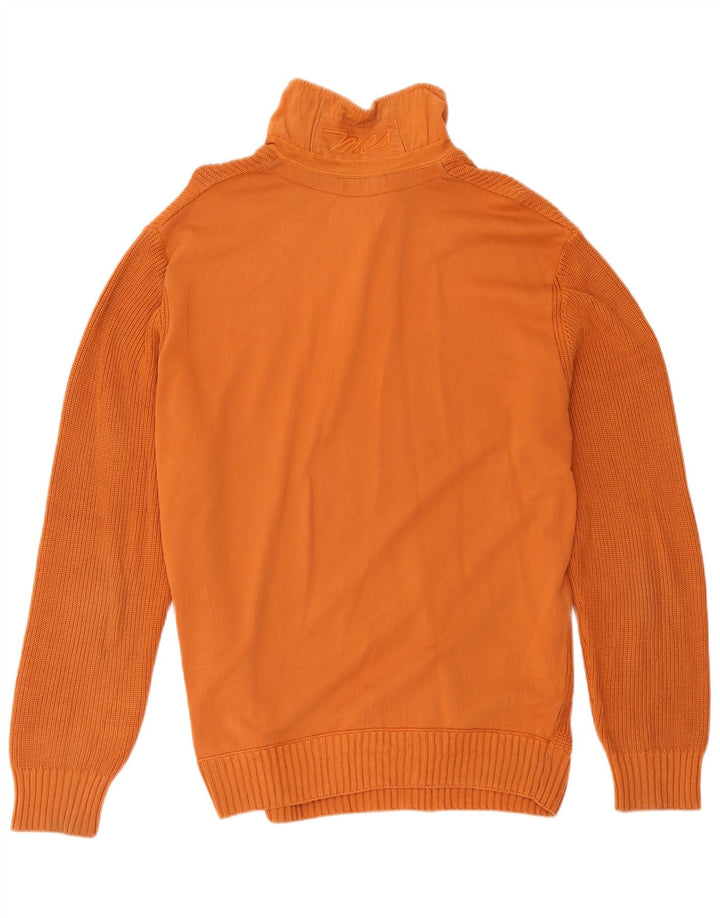 Pulover Marlboro Classics pentru bărbați, cu fermoar și gât, bumbac portocaliu 2XL