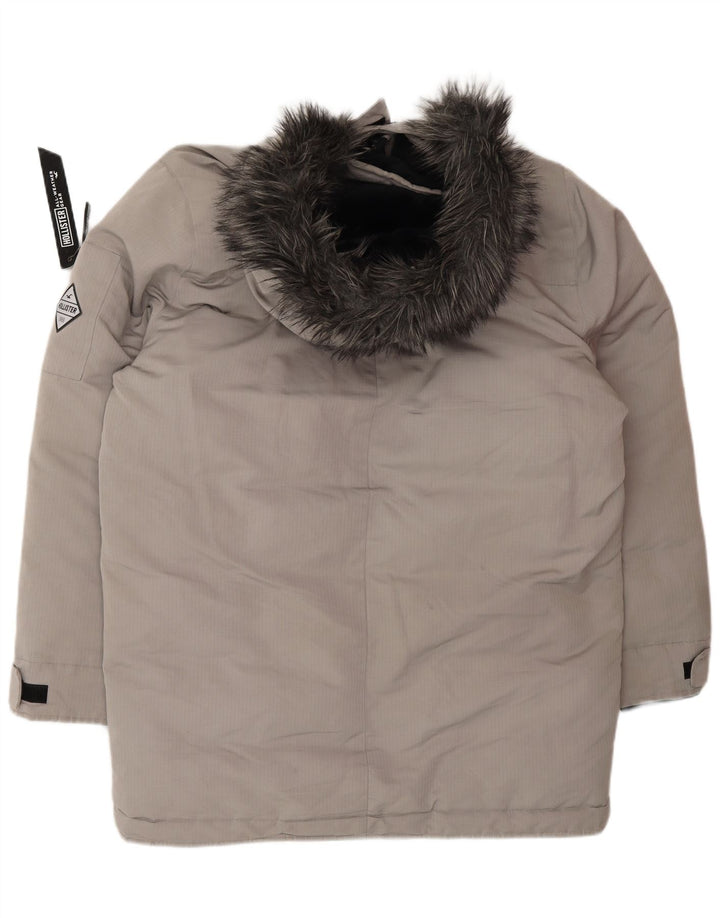 Jachetă căptușită cu glugă pentru bărbați HOLLISTER UK 40, mare, gri, poliester