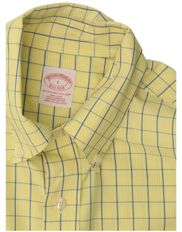 Cămașă pentru bărbați Brooks Brothers, bumbac cu carouri galbene mari