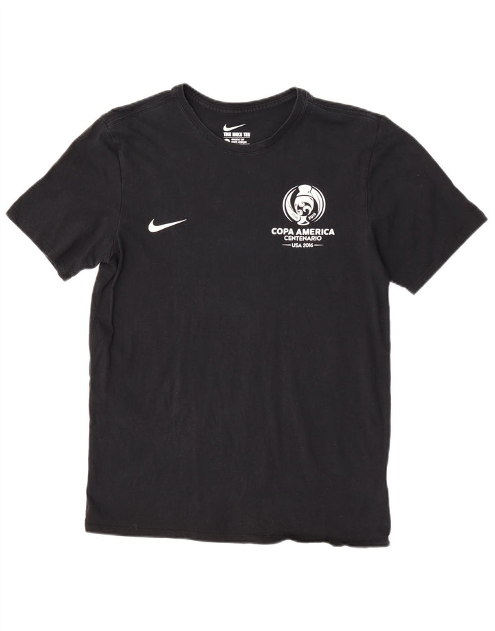 Tricou grafic Nike pentru bărbați, cu croială atletică, top mediu din bumbac negru