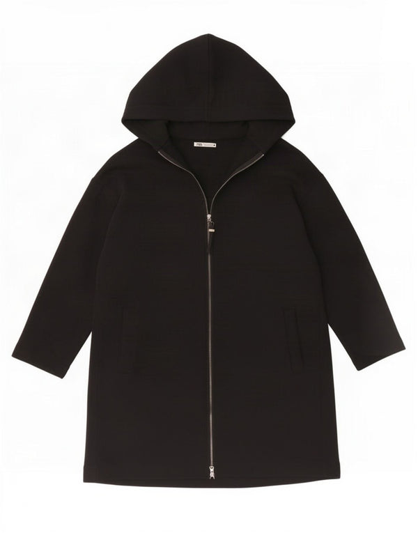 Zara Womens Longline Oversized Cardigan Sweater UK 14 Medium Black Cotton