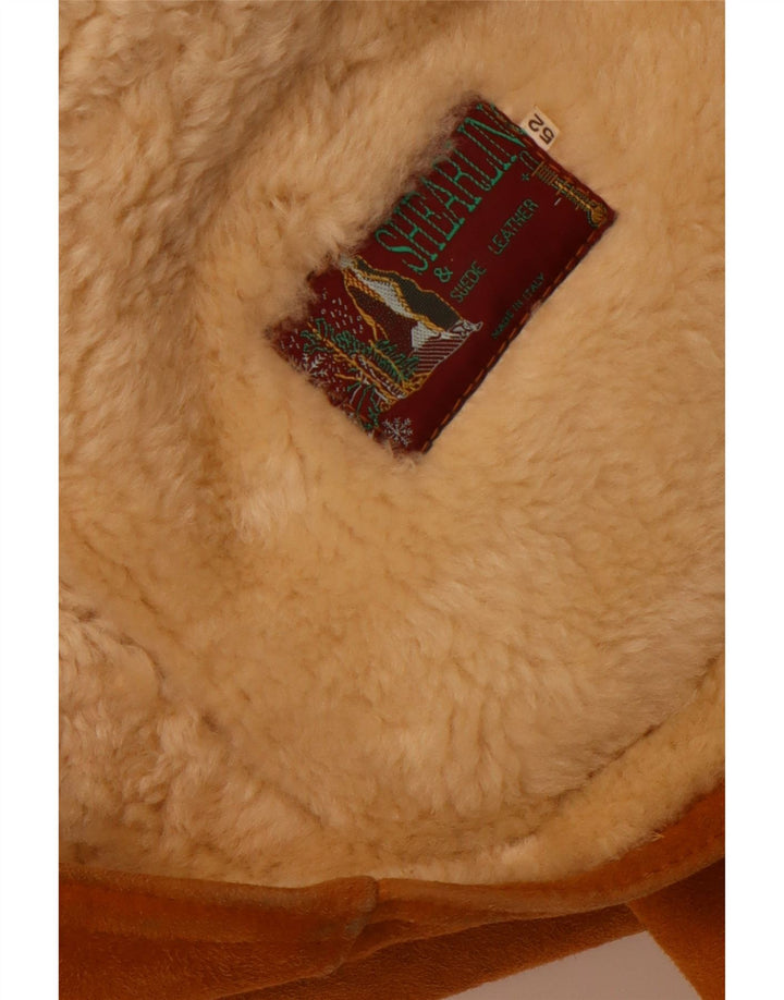 Jachetă vintage bărbătească din shearling IT 52 XL din piele maro