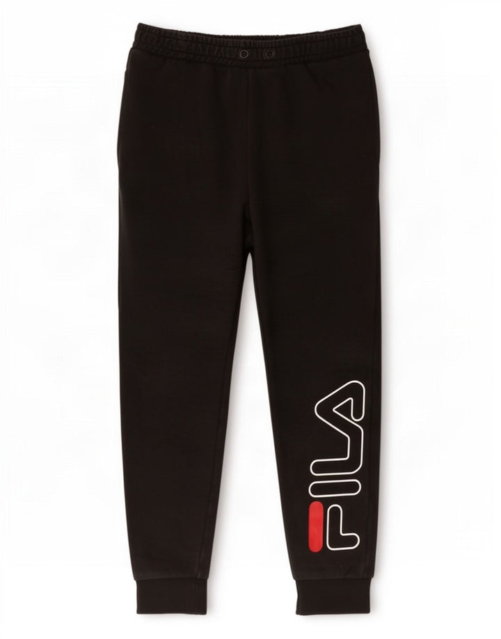 Pantaloni de trening cu grafica Fila pentru barbati Joggeri bumbac mediu negru