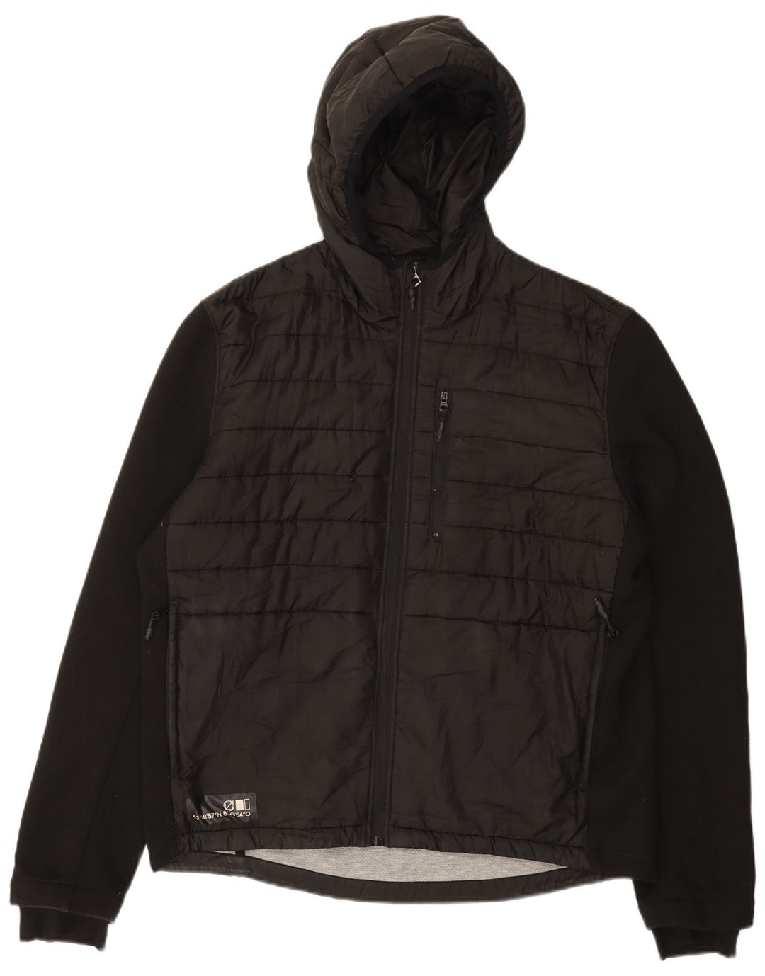 Jachetă căptușită cu glugă pentru bărbați Zara UK 40 mare, negru, bumbac