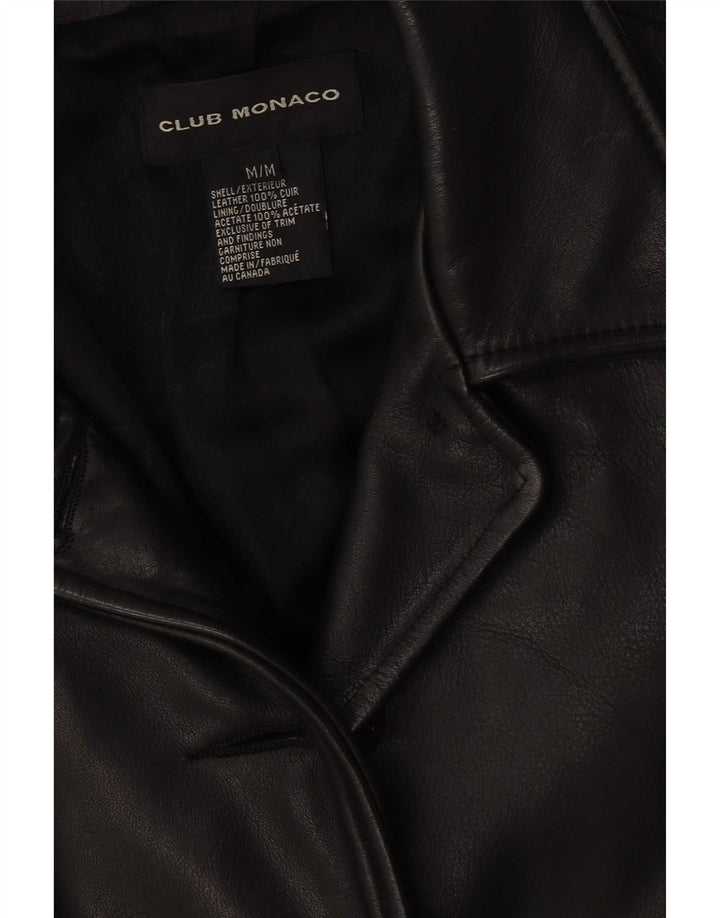 Jachetă de piele Club Monaco pentru femei UK 14 Medium Black Leather