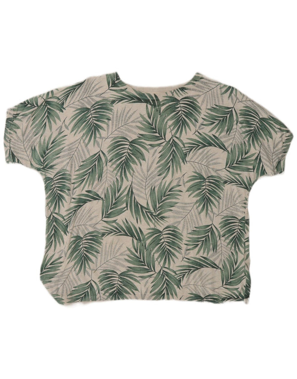 Fat Face Femei Tricou Top UK 12 Medium Green Floral Bumbac