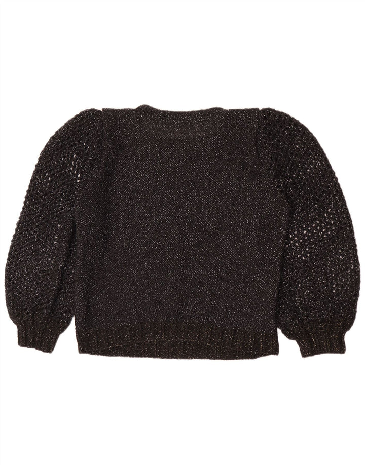 Pulover vintage pentru femei cu gât roșu și pulover UK 12 mediu negru