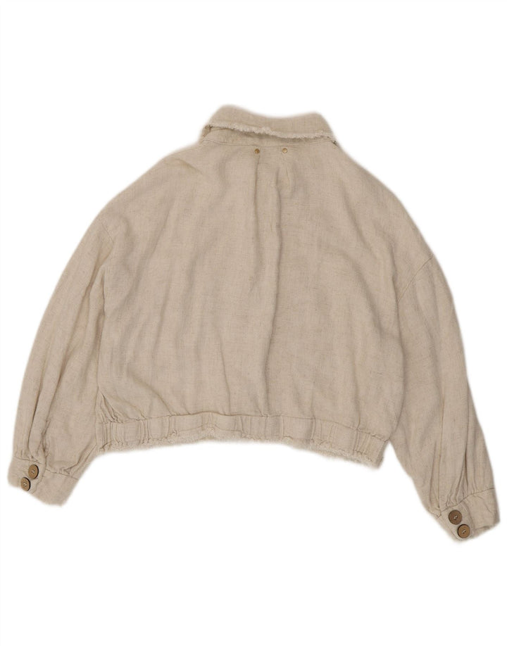 Jachetă cămașă pentru femei Zara UK 14 Medium Beige Viscose
