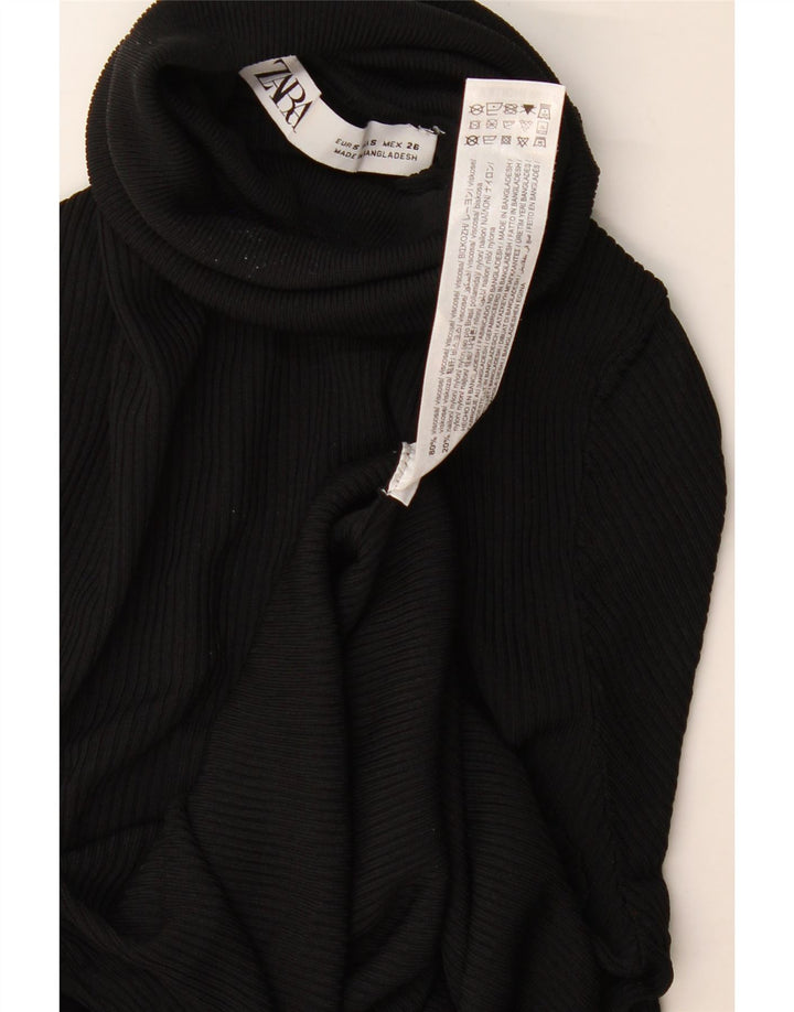 Pulover pentru femei cu gât rulat Zara UK 8 mic, negru, viscoză