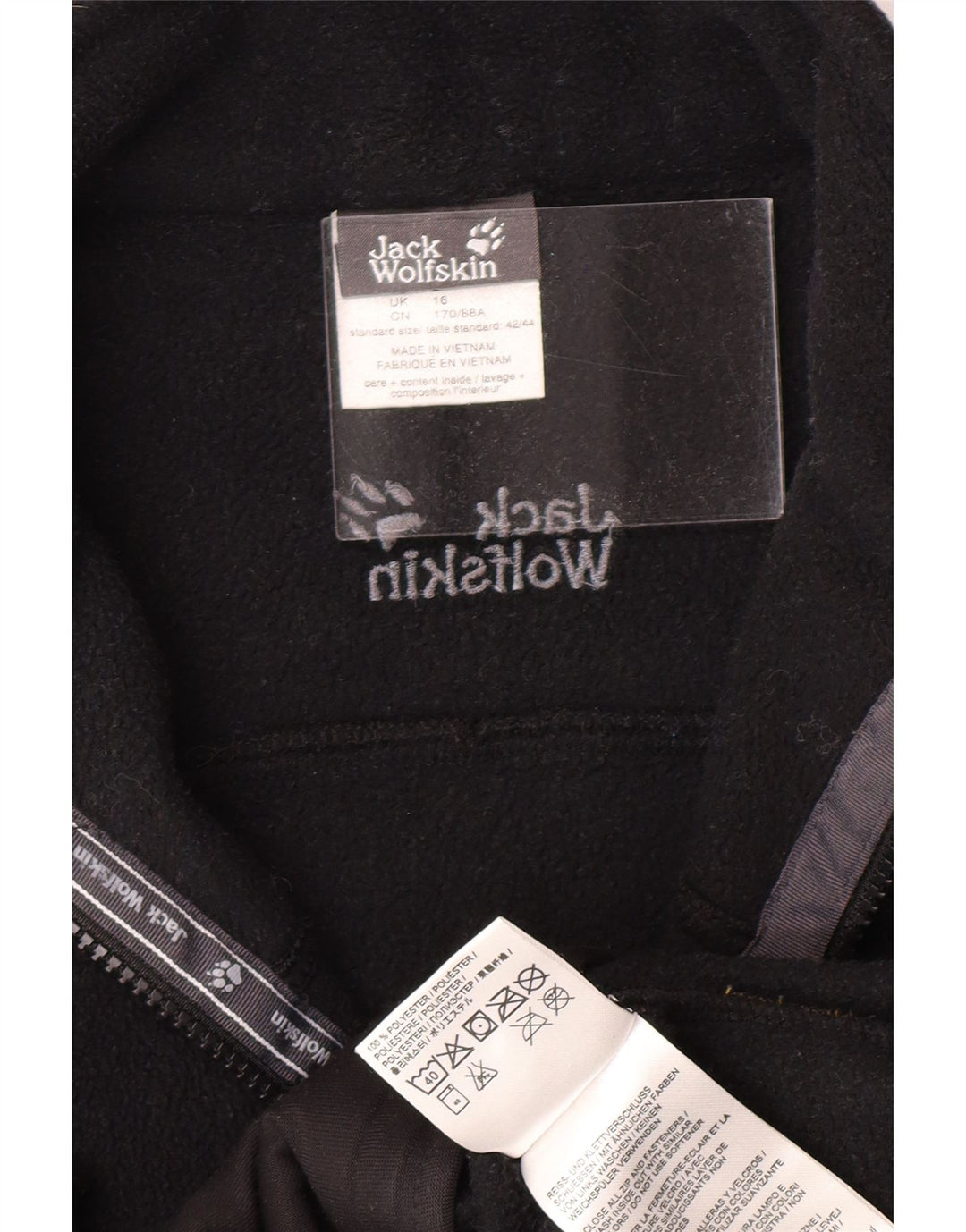JACK WOLFSKIN Womens Fleece Jacket UK 16 Large  Black Polyester Vintage Jack Wolfskin and Second-Hand Jack Wolfskin from Messina Hembry 
