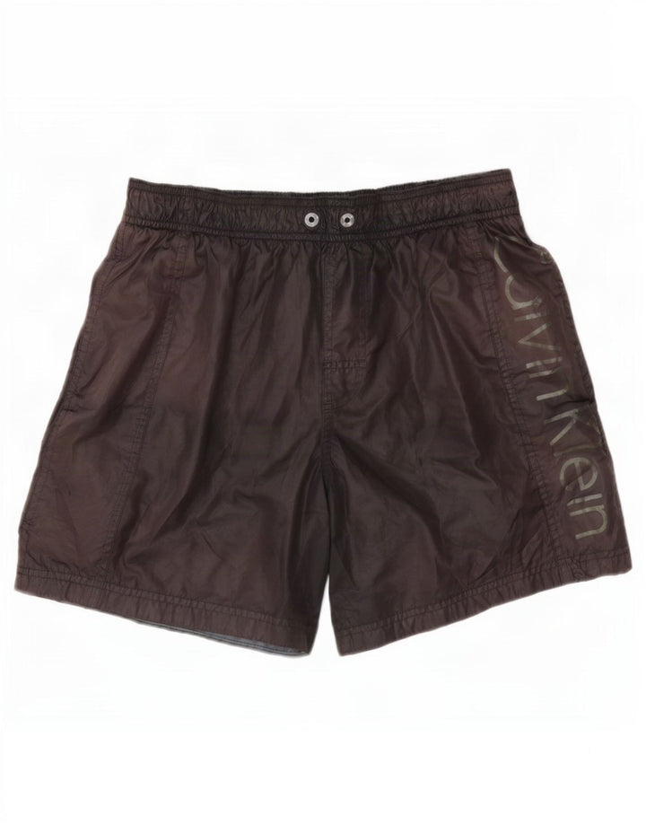 Pantaloni scurți de înot grafic Calvin Klein pentru bărbați, poliester maro mic