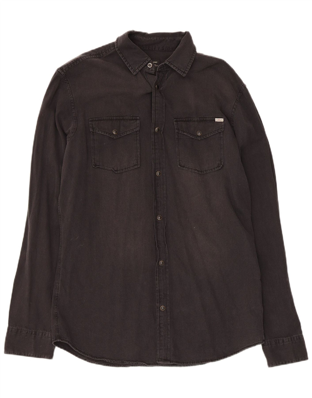 Cămașă de blugi pentru bărbați JACK & JONES, bumbac mediu negru