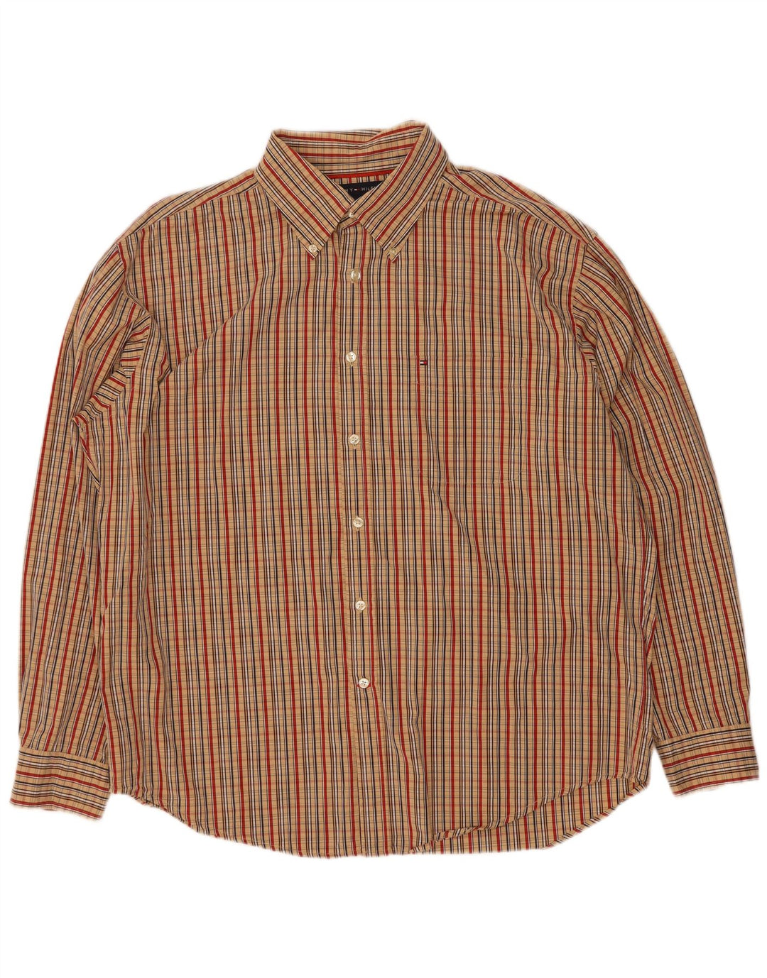 Cămașă pentru bărbați Tommy Hilfiger XL, bej, din bumbac cu carouri