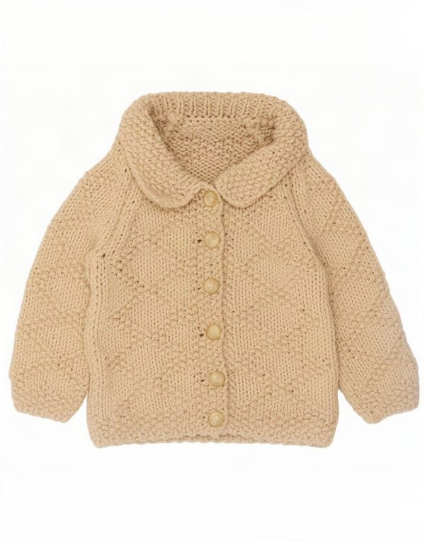Vintage Womens Pulover Cardigan cu mâneci 3/4 UK 10 Small Beige