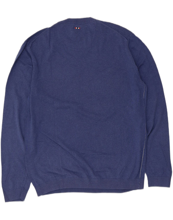Pulover Napapijri Geographic pentru bărbați cu gât crew, bumbac albastru 2XL