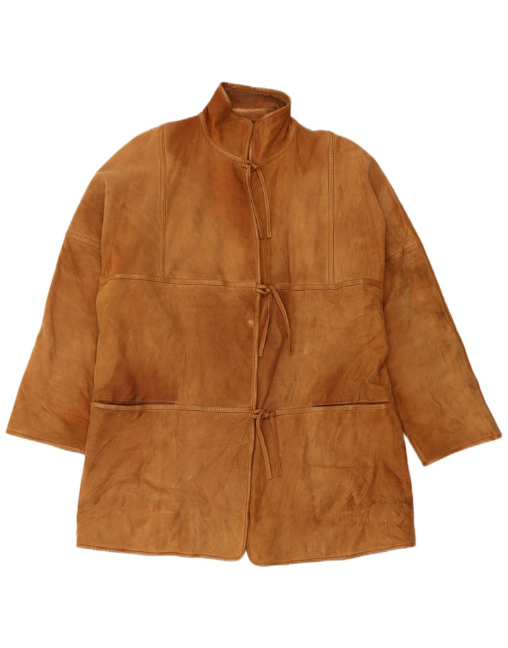 Jachetă vintage oversize din shearling pentru femei IT 46 din piele maro mare