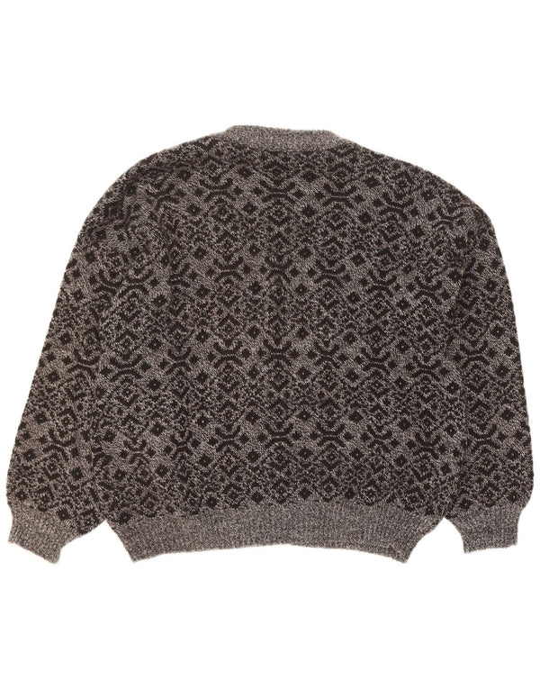 Cardigan Vintage pentru bărbați, mare, gri, geometric