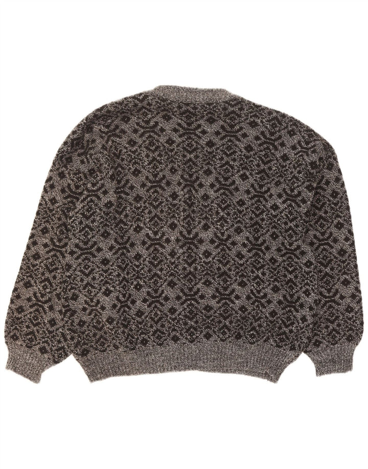 Cardigan Vintage pentru bărbați, mare, gri, geometric