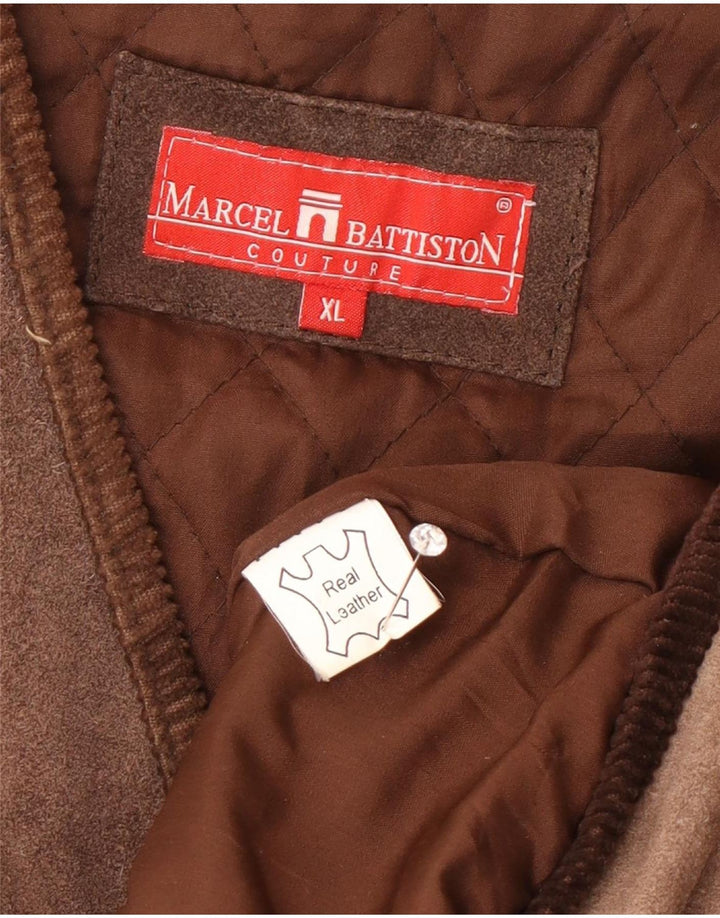 Vestă din piele pentru bărbați Marcel Battiston XL maro clasică