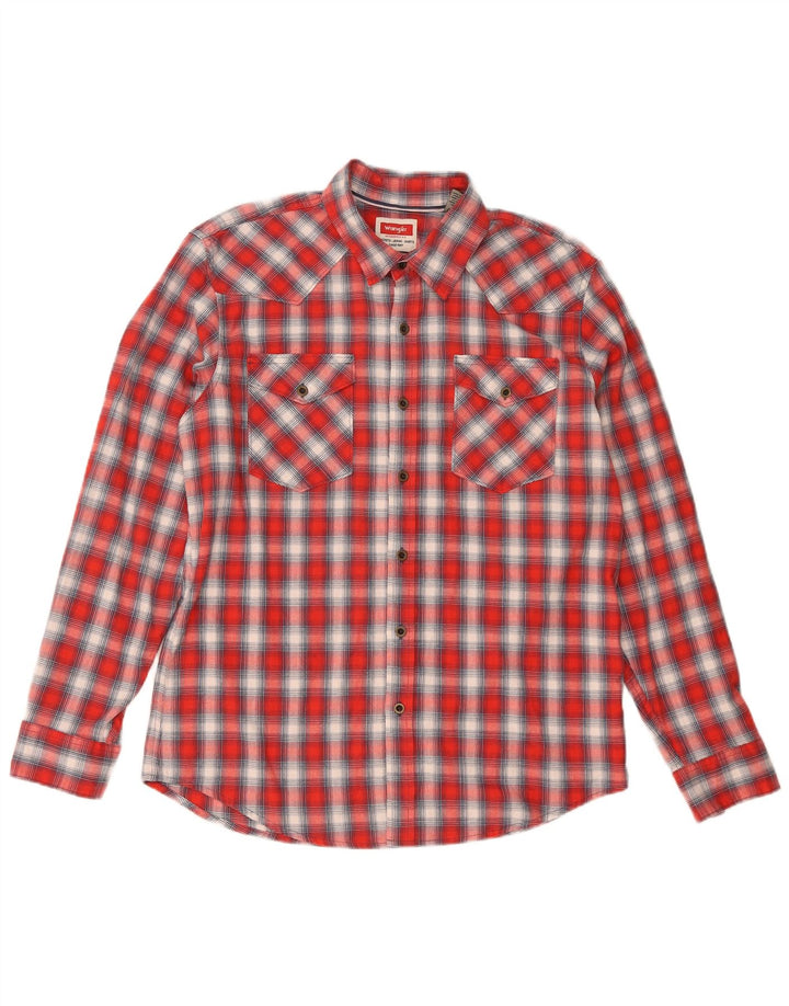 Cămașă de flanel pentru bărbați Wrangler, bumbac cu carouri roșii mari