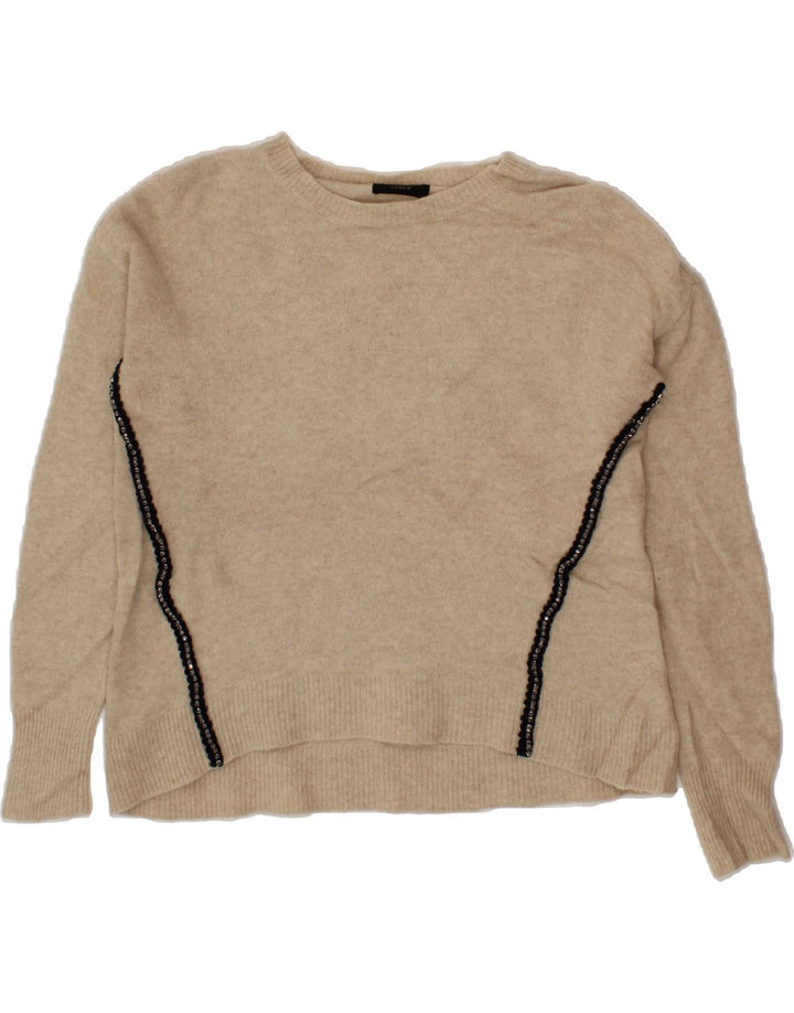 J. CREW Womens Boat Neck Jumper Sweater UK 12 Medium Beige Wool Vintage J. Crew and Second-Hand J. Crew from Messina Hembry 