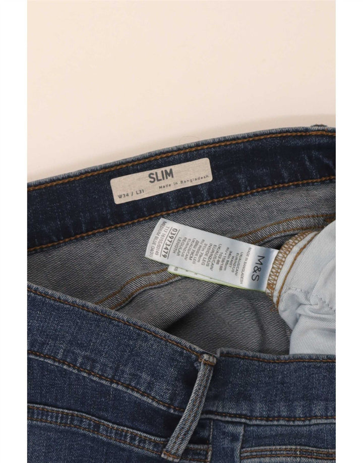Blugi slim pentru bărbați Marks & Spencer W34 L31 Bumbac albastru