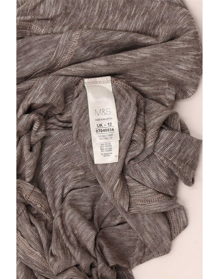 Marks & Spencer pentru femei de top cu mâneci 3/4 UK 12 mediu gri bumbac cu pete
