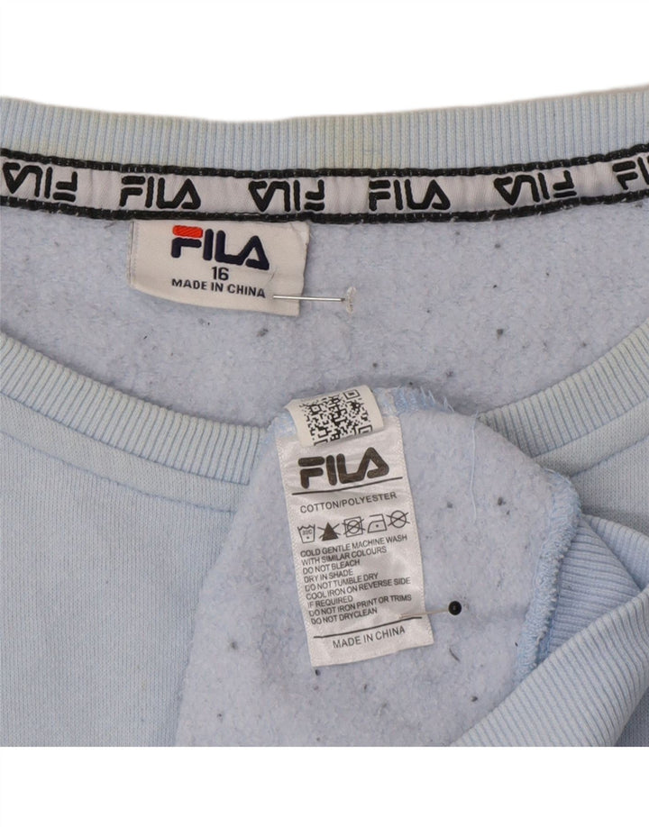 Pulover de hanorac oversized Crop Graphic pentru femei Fila UK 16 Large Blue