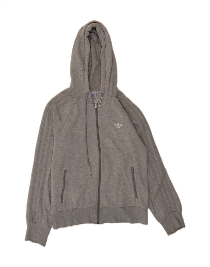 ADIDAS Womens Zip Hoodie Sweater EU 40 Medium Grey Cotton Vintage Adidas and Second-Hand Adidas from Messina Hembry 