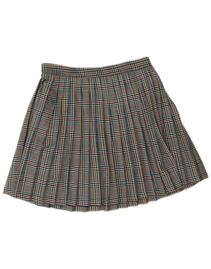 Fusta plisată cuțit vintage pentru femei Mic W28 poliester carouri gri