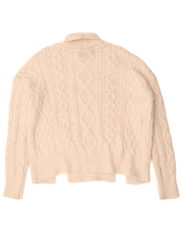 Pulover supradimensionat pentru femei Zara, cu gât rulat, UK 10 Mic Bej Acrilic