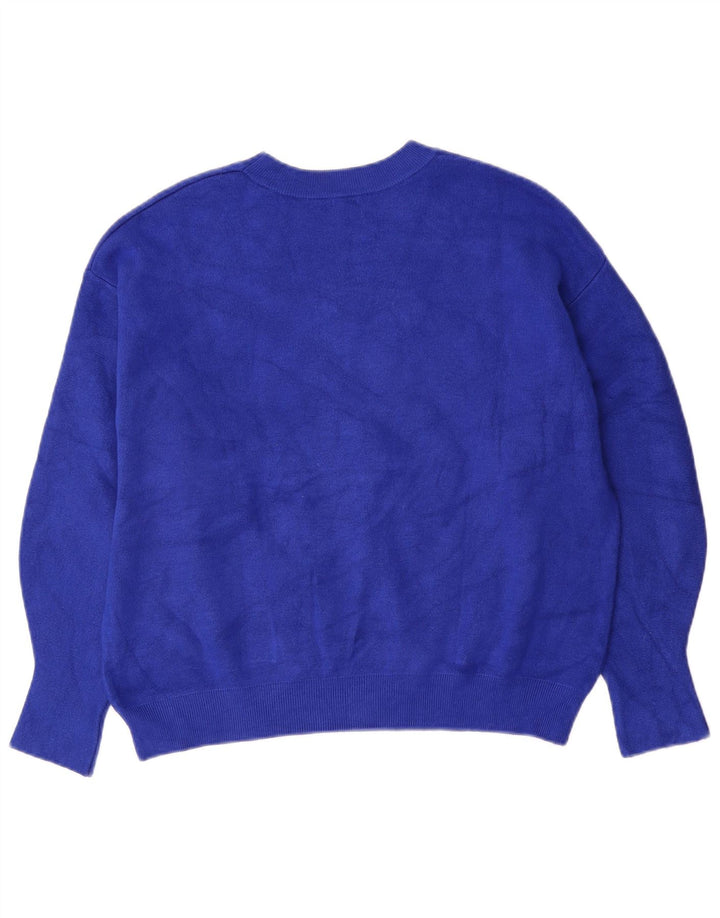 Pulover pentru femei Guess cu decolteu rotund cu grafică, UK 14, albastru mediu