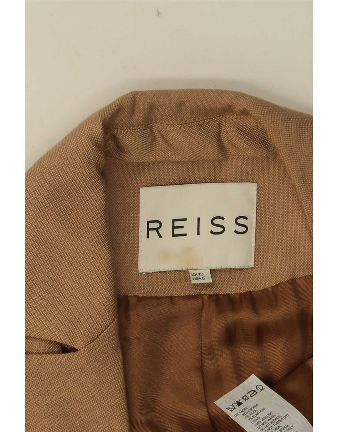 Sacou blazer pentru femei Reiss cu 1 nasture UK 10 mic Bej Viscoza