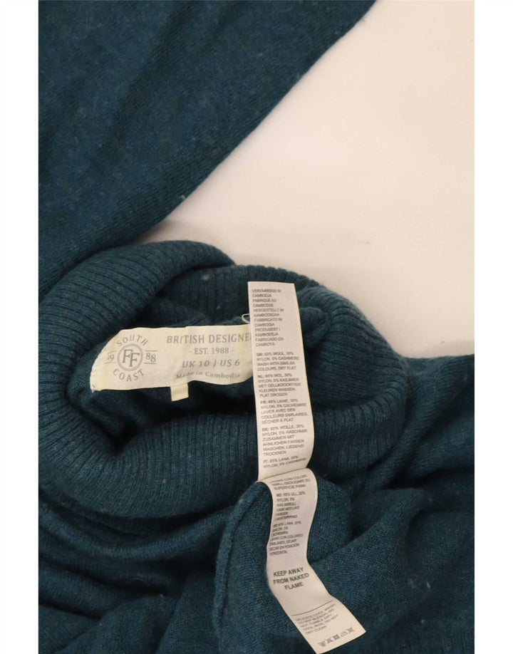 Pulover pentru femei Fat Face cu gât rulat, UK 10, lână albastră mică