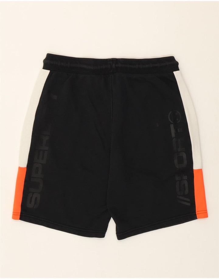 SUPERDRY Pantaloni scurți de sport grafic pentru bărbați, mari, negru, color block, bumbac