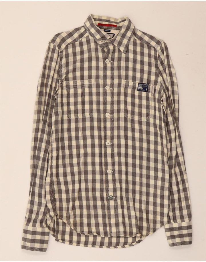 Cămașă de flanel pentru bărbați Superdry, gri mic, bumbac vichy