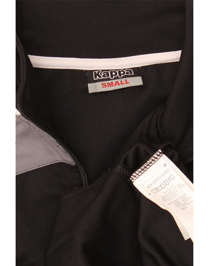 KAPPA Mens Graphic Zip Neck Sweatshirt Jumper Small Black Colourblock
