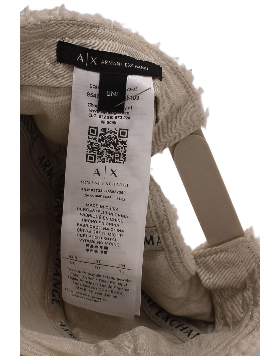 Șapcă de baseball din lână Armani Exchange pentru bărbați, mărime unica, poliester alb