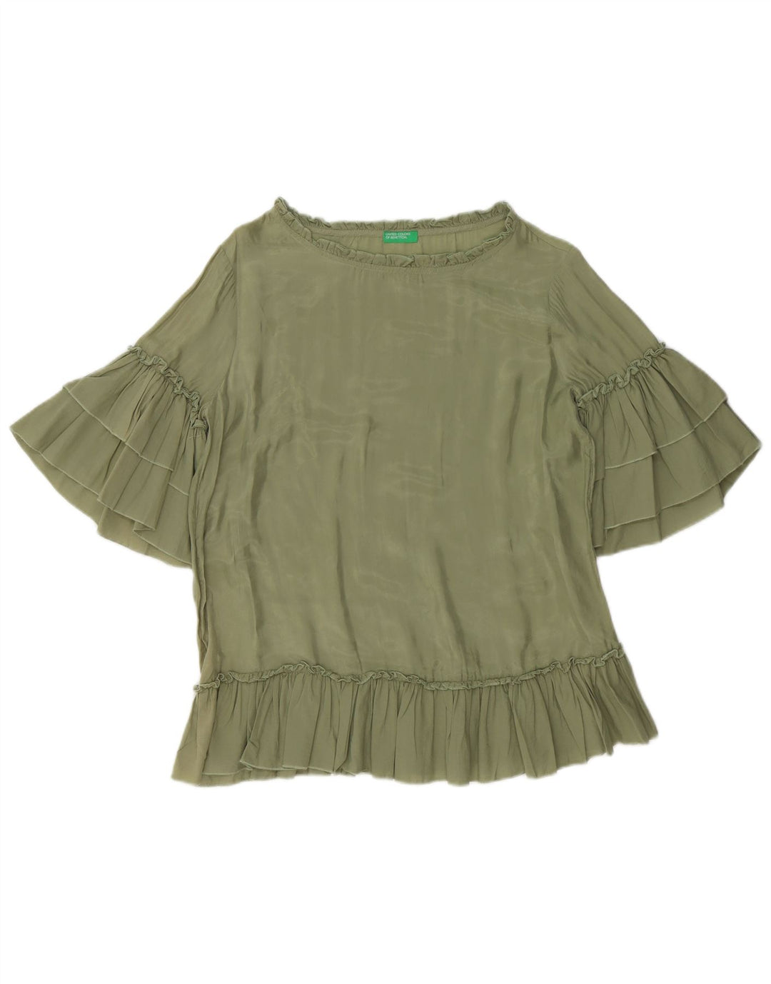 Bluză supradimensionată pentru femei BENETTON UK 10 Small Green Cupro