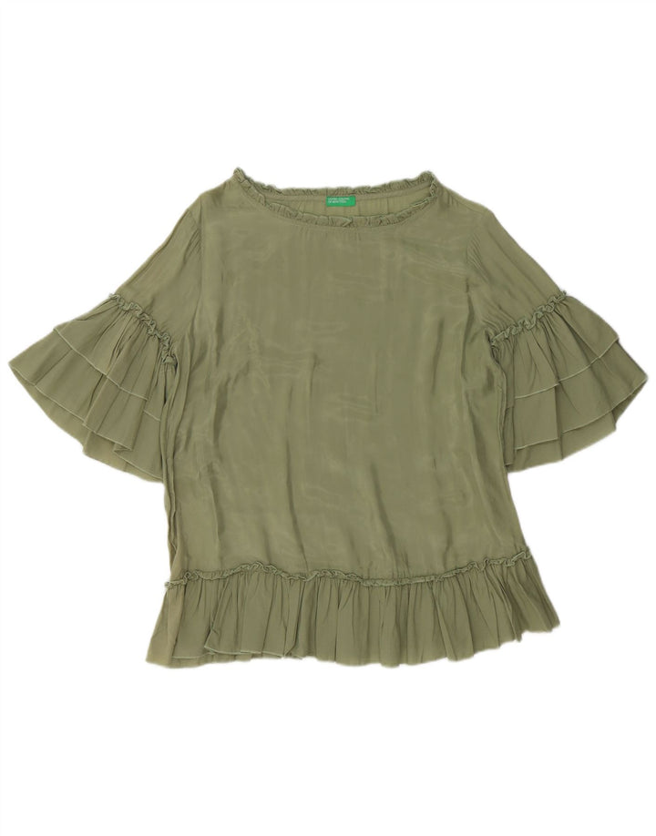 Bluză supradimensionată pentru femei BENETTON UK 10 Small Green Cupro