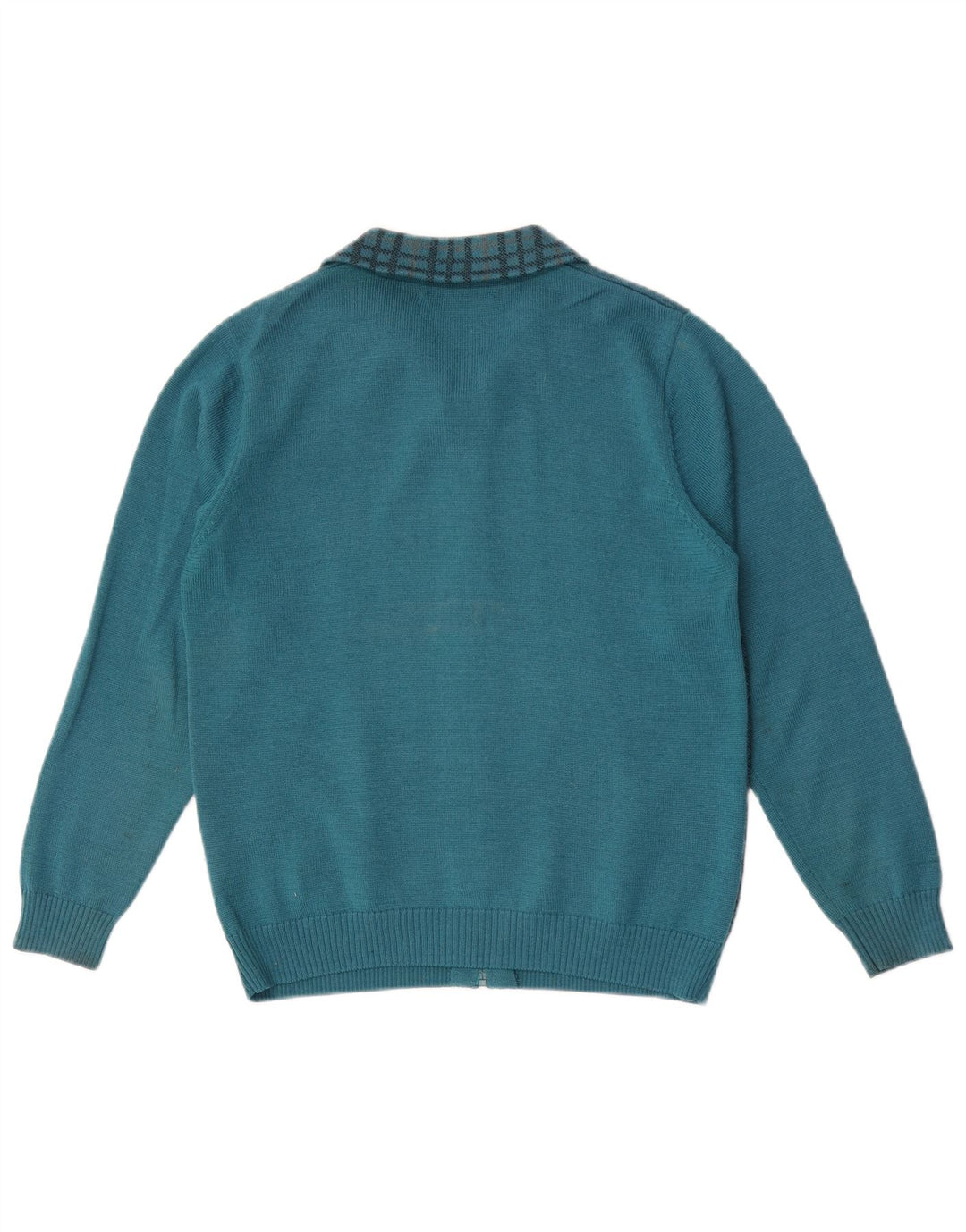 Pulover Cardigan Vintage pentru femei cu fermoar complet UK 12 Medium Blue Check