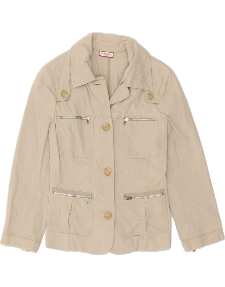 MAX & CO. Womens Utility Jacket UK 8 Small Beige Cotton Vintage Max & Co. and Second-Hand Max & Co. from Messina Hembry 