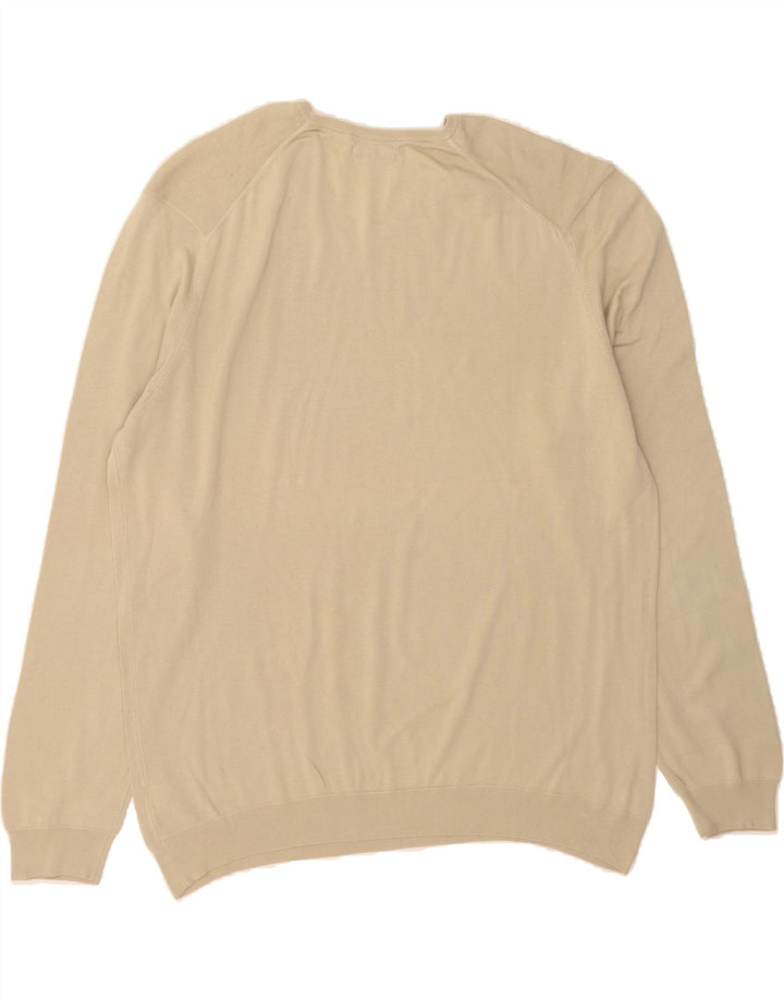 MASSIMO DUTTI Mens V-Neck Jumper Sweater XL Beige Cotton Vintage Massimo Dutti and Second-Hand Massimo Dutti from Messina Hembry 