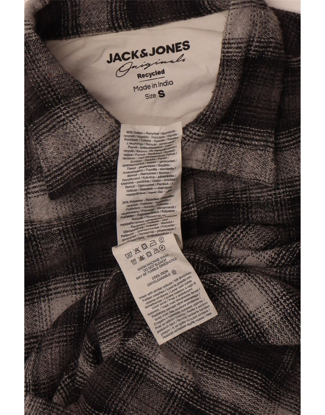 Cămașă de flanel cu carouri Jack & Jones pentru bărbați, bumbac gri mic