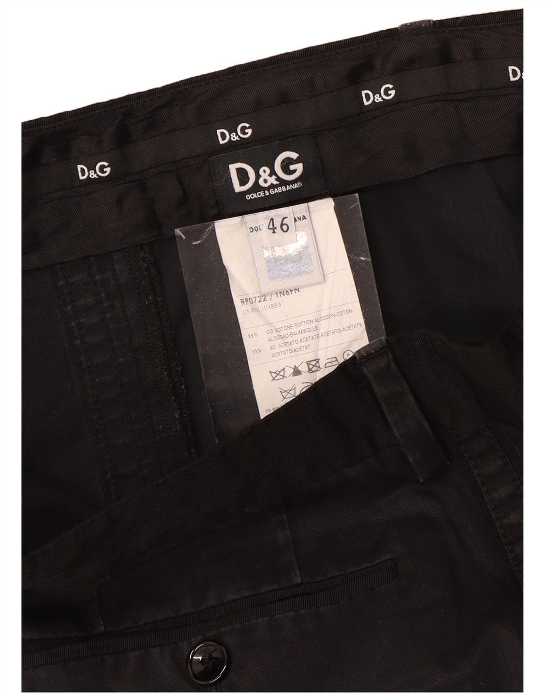 DOLCE & GABBANA Pantaloni chino drepți pentru femei IT 46 Large W32 L32 Negru