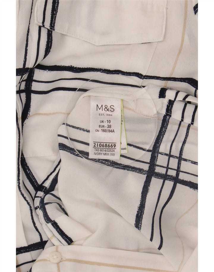 Cămașă supradimensionată pentru femei Marks & Spencer UK 10 Poliester carouri alb mic