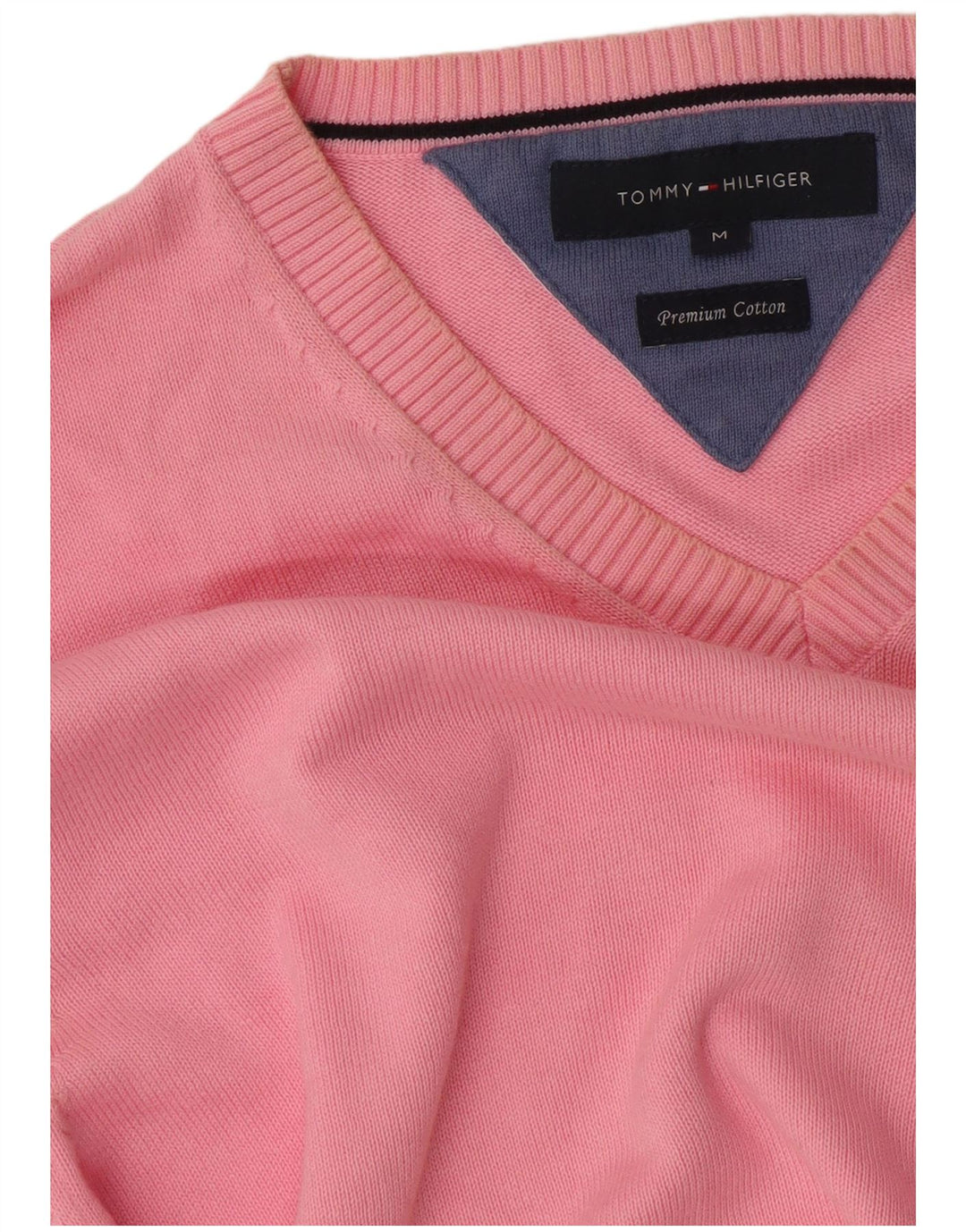Pulover pentru bărbați Tommy Hilfiger cu decolteu în V, bumbac roz mediu