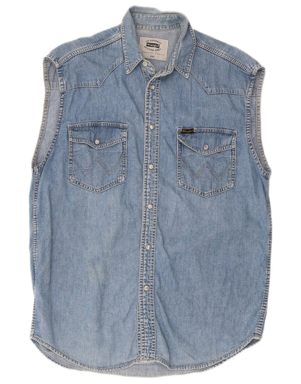 Cămașă Western fără mâneci pentru bărbați Wrangler, bumbac albastru 2XL