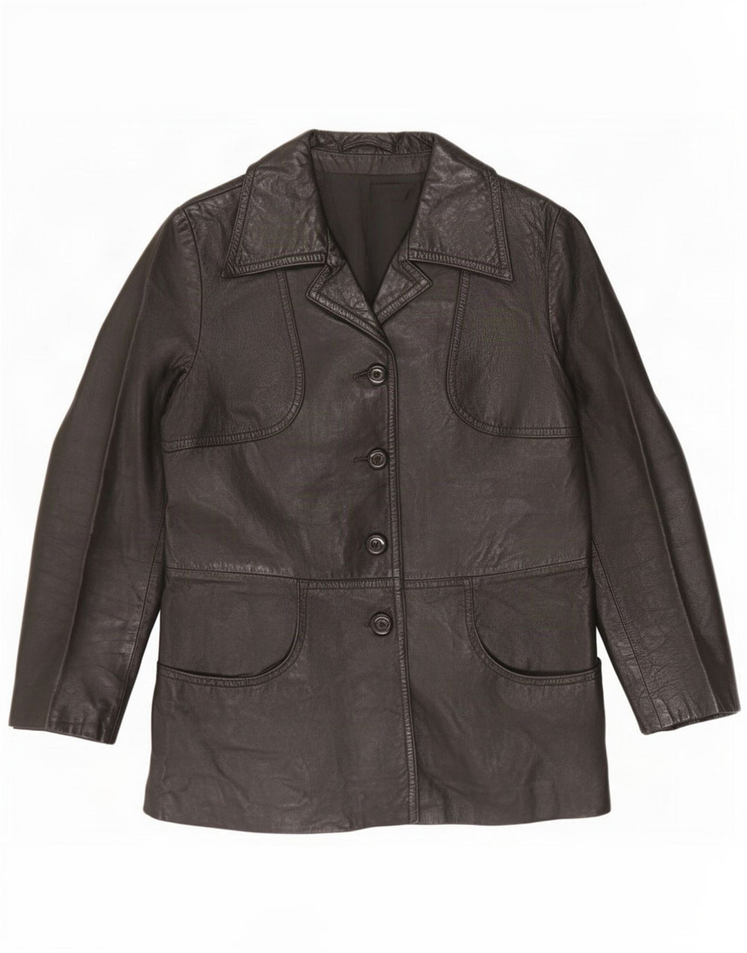 Jachetă de piele vintage pentru femei UK 10 Small Black